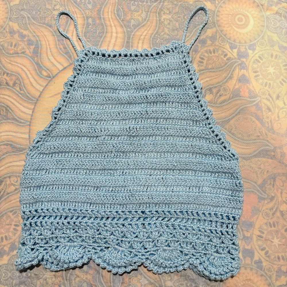 Blue Crochet Halter Top